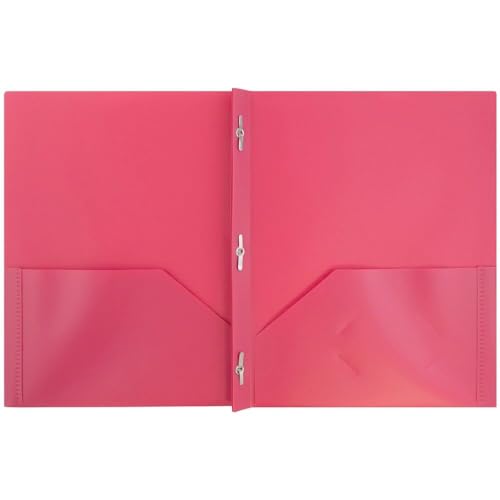 JAM PAPER Plastic 2 Pocket POP Folders - Durable School Folders with Metal Prongs Fastener Clasps - Assorted Fashion Colors - Bulk 48 Folders/Box (8 Assorted Packs of 6)