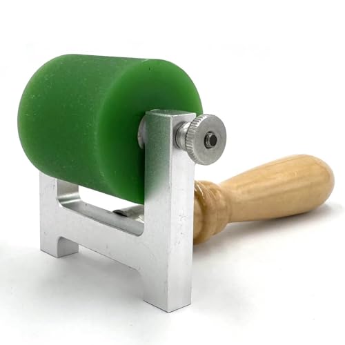UILMLIO Printmaking Brayer Roller with Wooden Handle, Rubber Ink Roller for Linocut, Relief, Letterpress and Block Printing, Art Tool for Inking, Stamping and Gluing (50 * 200mm) (50mm*50mm)