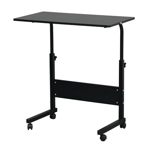 BIIVSOV Removable Side Table, P2 15MM Chipboard & Steel Side Table for Office Work Home Study, Black (A-Black)