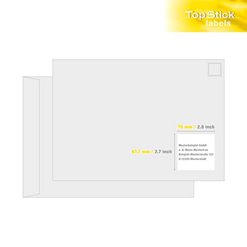 TopStick 8709 Multi-Purpose Labels, 12 Labels Per A4 Sheet, 70 x 67.7 mm, 12000 Labels, Self Adhesive, Stickers for Laser and Inkjet Printers, White