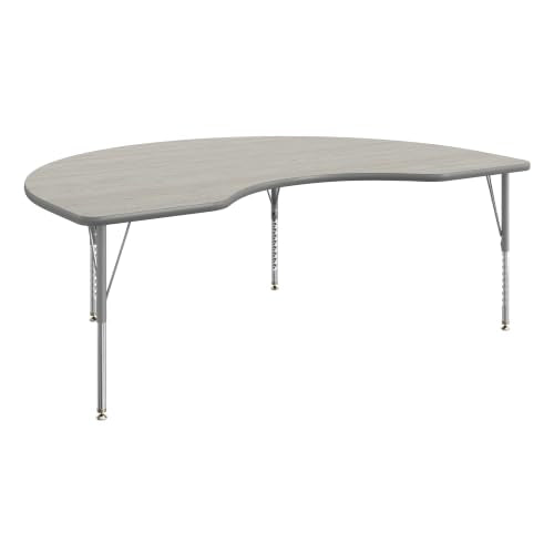 Flash Furniture 72" x 48" Kidney Activity Table, Light Gray, Short Legs