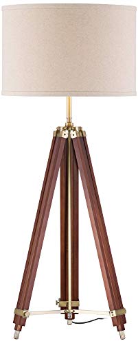 Cherry Wood Adjustable Height Surveyor Tripod 57 1/2" Tall Floor Lamp