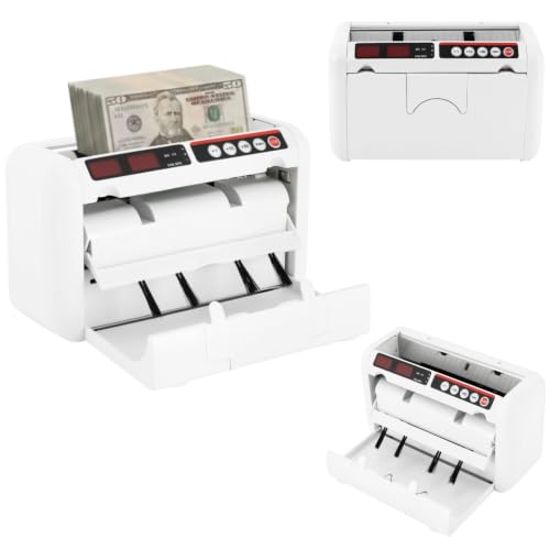 Cash Counter Machine Portable Rechargeable Bill Counter Machine Money Cash Counting Machine with U-V & MG Counterfeit Detection, Multi-Currency or Tickets, 800 Pcs/min