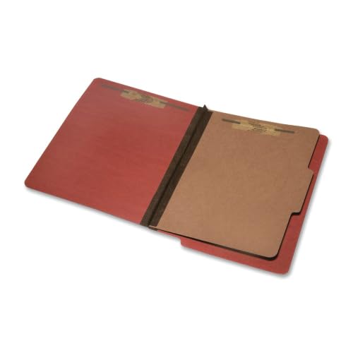 Skilcraft 7530-01-590-7107 Four-Part End Tab Classification Folder, Letter Size, 1 Divider, Red (Box of 10)