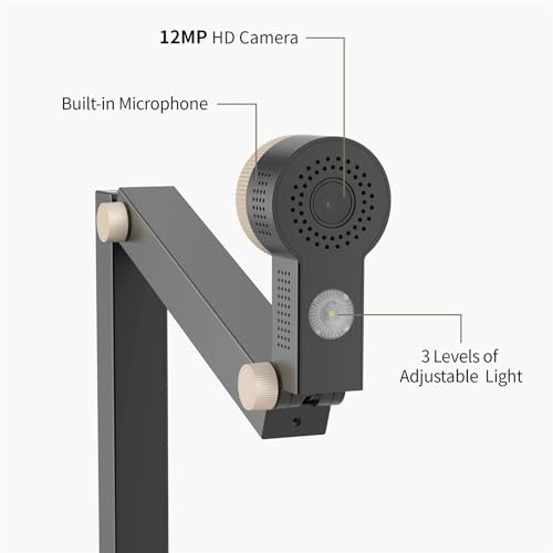 FancyS USB Document Camera & 12MP Webcam with LED Light and Mic, Up to 60fps, Auto, for Remote Teaching, Live
