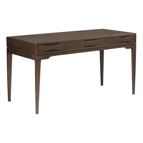 MAKLAINE Solid Wood Computer Desk for Home Office, 60" Writing Desk for Small Space, Tall Modern Study Table for Bedroom, Simple Rustic Work Desk in Dark Walnut Brown