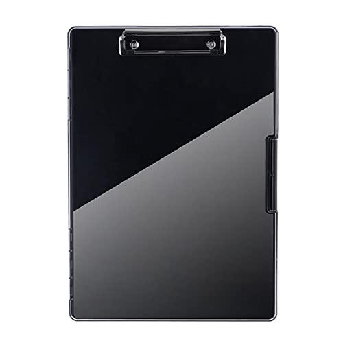Clipboard with Storage, Clipboard Storage Box A4 Cases with Separate Pen Compartment Clear File Holder Writing Pad in Black