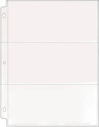 StoreSMART - 3-Pocket Event Ticket Page for 3-Ring Binders -50-Pack - ET3P-50