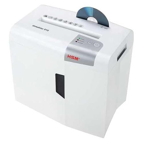 HSM shredstar S10, 10-Sheet Strip-Cut Paper/CD/Card Shredder, P-2 Security Level, 4.8 Gallon, White | HSM1042W