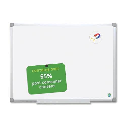 MasterVision Whiteboard Magnetic Porcelain Earth Dry Erase Board, 48" x 72" with Aluminum Frame