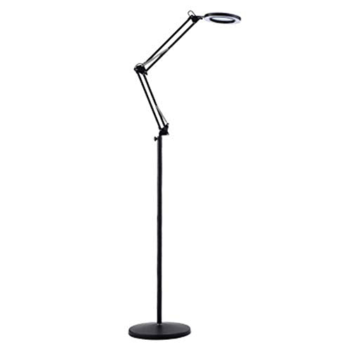 8X LED Magnifier Clip Floor Standing Lamp,360°Swivel Base Adjustable Arm Stable Basereading Magnifying Glass- for Beauty, Salon, Tattoo, Nail, Dental, Reading and Skincare