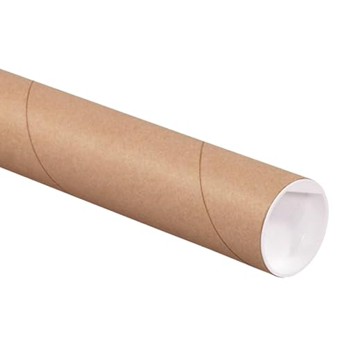 BOX USA Mailing Tubes with Caps, 3" x 12", Kraft, 24-Pack