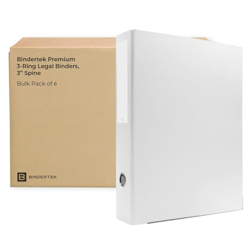 3-Ring Premium Legal Binder for 8.5" x 14" Paper, 6pk - White, by Bindertek