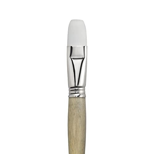 Escoda Perla Series 2732 Artist Oil & Acrylic Long Handle Paint Brush, Synthetic White Toray Filament, Bright, Size 22