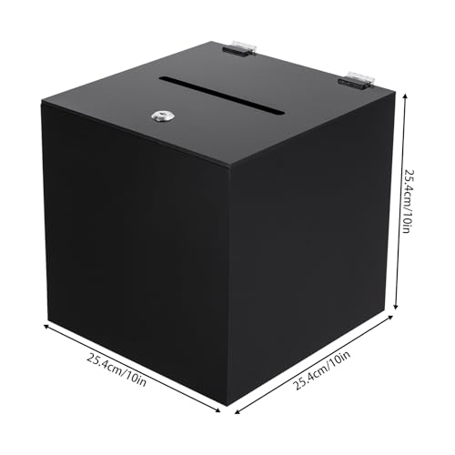 NEATOOM Acrylic Black Donation Box, 10x10x10 Inch