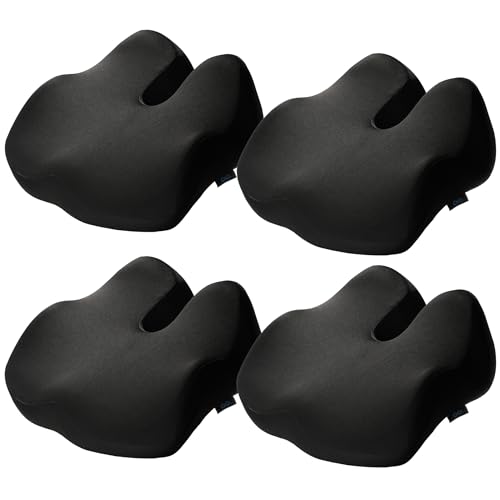 Everlasting Comfort Elevate Series Doctor Recommended Memory Foam Seat Cushion for Office Chairs & Car - Ergonomic Desk Accessories - Cushions for Tailbone Pain Relief (Charcoal Black, 4 Pack)
