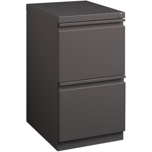 Scranton & Co 20" 2-Drawer Metal Mobile Pedestal Filing Cabinet, Espresso Finish, 27.75" H x 15" W x 19.88" D, Durable Steel Construction, Letter-Size File Storage, Hidden Casters, Locking Office