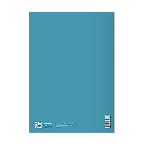 Rhino A4 Exercise Book, 64-Page / 8mm Lined with Margin & 10mm Graph Ruling Reverse Paper Notebook, 1-Pack, Office & School Stationery Supplies, Green