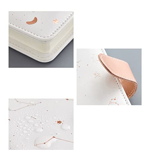 YHdtUO Simplicity High-End Meeting Book Star Leather Snap Stationery Calendar Small Fresh Pad Hand Book,White