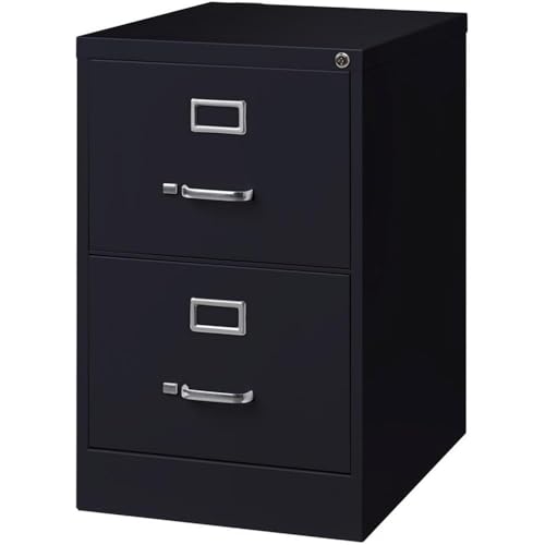 Pemberly Row 2 Drawers 28.38" Vertical Black Metal Filing Cabinet Lockable Pre-Assembled Stationary Legal Size for Home, Office