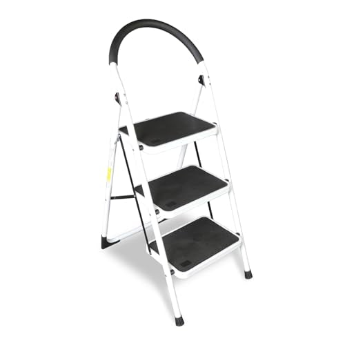 Torin 3 Step Ladder, 400lbs Capacity Sturdy Step Stool Folding