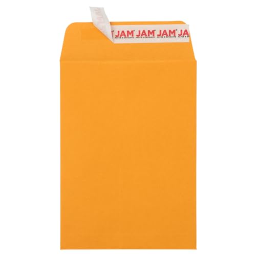 JAM PAPER 5 1/2 x 7 1/2 Open End Catalog Envelopes with Peel and Seal Closure - Brown Kraft Manila - Bulk 500/Carton