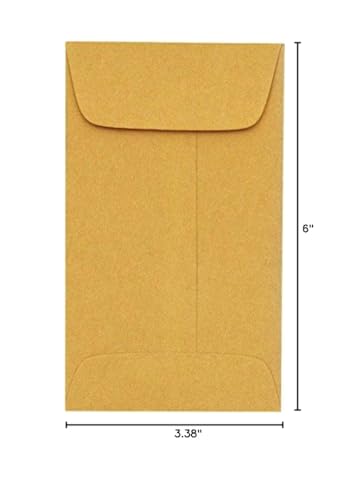 LUXPaper #6 Coin Envelopes | 3 3/8'' x 6" | Brown Kraft | 24lb. Text | 1,000 Qty