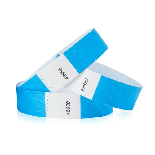 40,000 WristCo Neon Blue Tyvek Wristbands for Events - Tamper-Proof Design & Fluorescent Color Prevent Reuse Premium-Grade Bracelets for Hospital & Medical ID, Party & VIP Identification