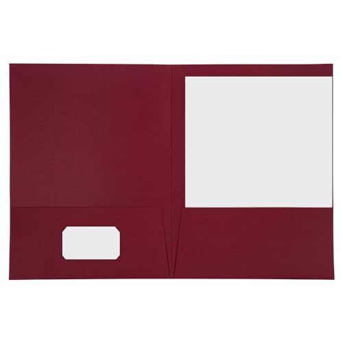 JAM PAPER Two Pocket Textured Linen Presentation Folders - Letter Size Business Folder - Burgundy - Bulk 100/Box
