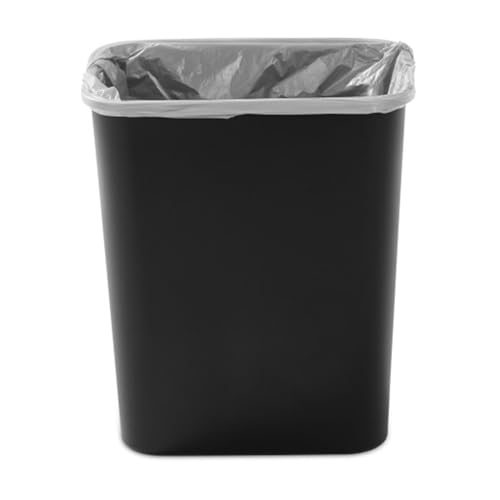 Sterilite Swing Top Wastebasket, Trash Can, 7.8 Gallon, Black, 6-Pack