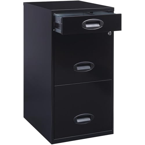 Home Square 3 Drawer Metal Vertical Filing Cabinet Set in Black (Set of 2)