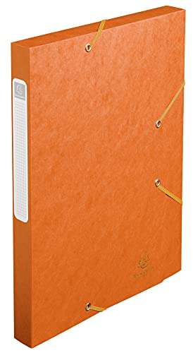 Exacompta Pack of 25 24 x 32 cm 25 mm Spine Archive Boxes with Elastic Strap and Back Label Orange 18517H