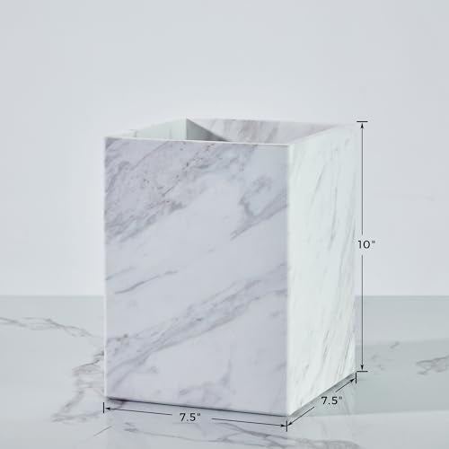 100% Marble Bathroom Trash Can, 2.4 Gallon/9.2 L Natural Stone Wastebasket