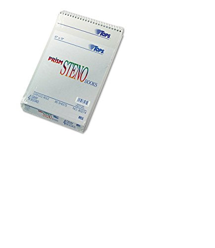TOPS - Spiral Steno Notebook, Gregg Rule, 6 x 9, Gray, 4 80-Sheet Pads/Pack - Sold As 1 Pack - Letr-Trim perforations for a clean tear.