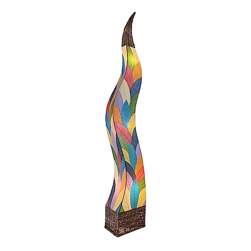 Eangee Home Design Flame Giant Floor Lamp Multi Shade Made of Real Cocoa Leaves 13 Inches Length x 13 Inches Width x 72 Inches Height (310 XL m)