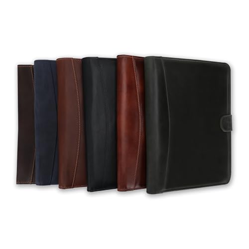 CestAntiQ Full Grain Leather Legal Pad Portfolio Organizer for Work - Blue