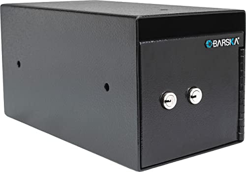 Barska Double Key Lock Depository Safe with Drop Slot – Steel Construction, Anti-Fishing Baffle, Key Lock, Anchor Holes, Black Finish – Secure Cash & Valuables for Businesses Safety Deposit Box