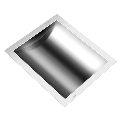 Hasopy Stainless Steel Drop-in Deal Tray, Cash Window Embedded Trading Tray for Gas Stations, Cash Register Window, Ticket Window and Bank,14" (L) X 10" (W) X 2" (D)