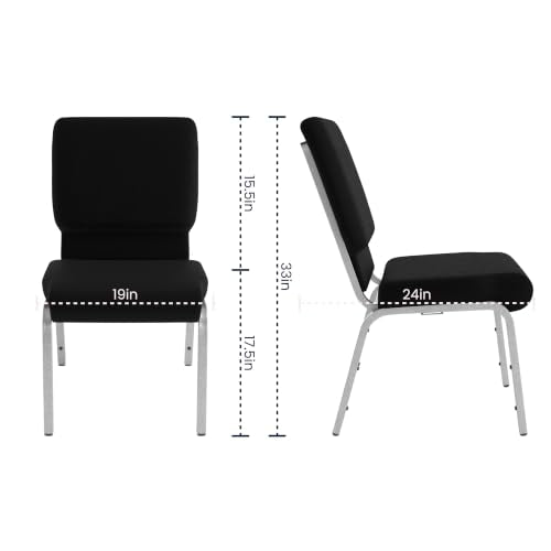 Flash Furniture Hercules 18.5 in Wide Fabric Stackable Church Chair, Black
