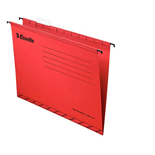 Esselte Classic Reinforced Suspension File, A4, Pack of 25, Tabs Included, Red, 90316