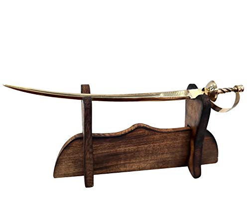 collectiblesBuy Vintage Handmade Sword Shaped Military Paper Knife Cutter Letter Opener Solid Brass with Wooden Holder