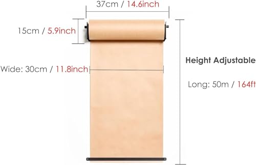 ZOCWJK Kraft Paper roll Wall Mounted Kraft Paper Roll Holder Dispenser, Hanging Note Paper Roll Cutter for Art Room/Home/Office,37cm/14.6inch Wide
