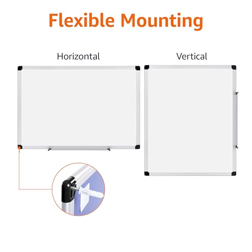 Amazon Basics Magnetic Dry Erase Whiteboard, 36 x 48-inch, Aluminum Frame, Silver/White, Easy to Install