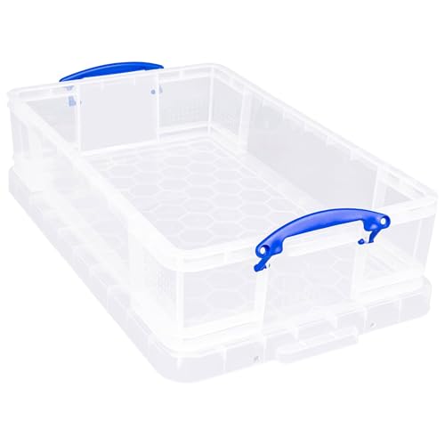 Really Useful Box 33L Clear Stackable Storage Containers with Lids, 2-Pack
