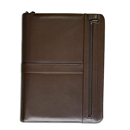 Dacasso Chocolate Brown Leather Enhanced Zip-Around Portfolio Standard Size