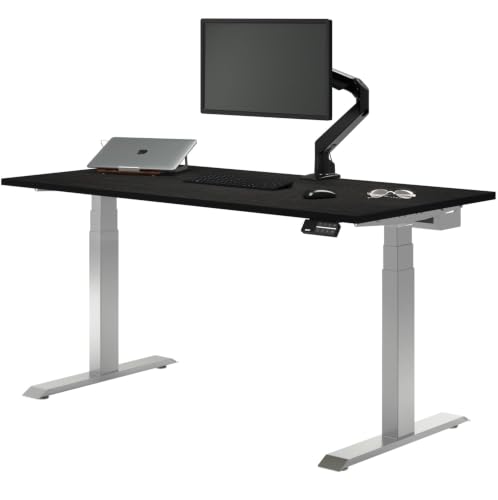 Desky Dual Bamboo Sit Stand Desk Dark Bamboo 48" Grey