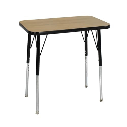 FDP 18" x 30" Rectangle Table with Standard Swivel Glide Legs - Oak/Black