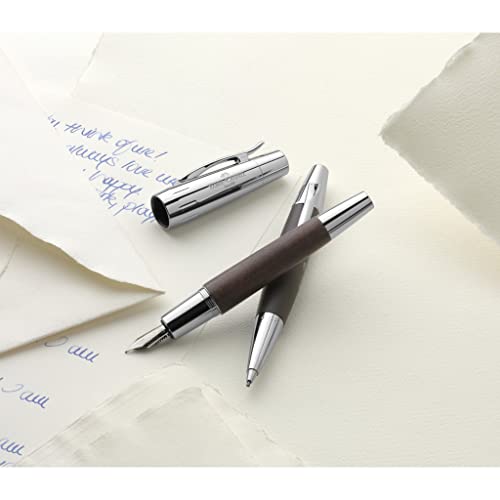 Faber-Castell Design E-Motion Pearwood Polished Chrome Dark Brown Mechanical Pencil 138381