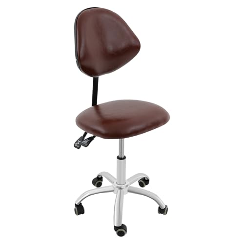 Yellulu Office Drafting Chair | Rolling Swivel Drafting Chair | Bar Stools with Back Support | Shop Rolling Swivel Chair | 18.11-23.23in Adjustable Height | with 5 Wheels (Brown)