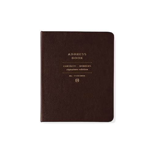 Fringe Studio Small Faux Leather Hardcover Concealed Spiral Address Book W/Interior Pocket & Squared Spine, "STANDARD COCOA" 5.75" w x 7" h, 96 pages, Signature Edition Collection (563FL001FSC)